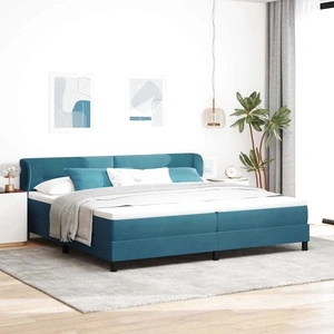 Легло Box Spring с матрак тъмно синьо 200x200 см кадифе