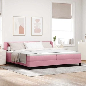 Легло тип Box Spring с матрак розово 200x200 см кадифе