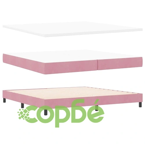 Легло тип Box Spring с матрак розово 200x200 см кадифе ➤ топ цена ➤ sorbe.bg