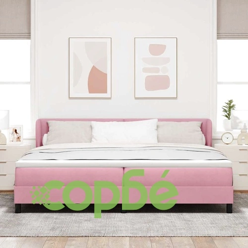 Легло тип Box Spring с матрак розово 200x200 см кадифе ➤ топ цена ➤ sorbe.bg
