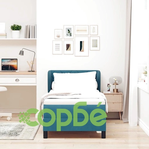 Легло Box Spring с матрак тъмно синьо 80x200 см кадифе ➤ топ цена ➤ sorbe.bg