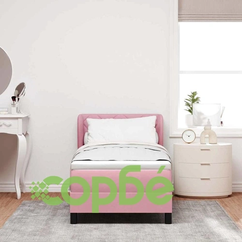 Легло тип Box Spring с матрак розово кадифе 80x200 см ➤ топ цена ➤ sorbe.bg