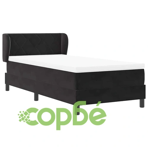 Легло Box Spring с матрак черно 90x190 см кадифе ➤ топ цена ➤ sorbe.bg