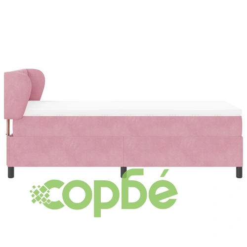 Кутия с пружини и матрак 90x190 см, Розов велур ➤ топ цена ➤ sorbe.bg