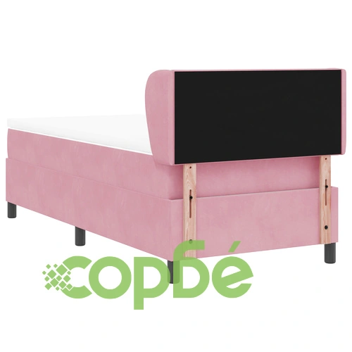 Кутия с пружини и матрак 90x190 см, Розов велур ➤ топ цена ➤ sorbe.bg