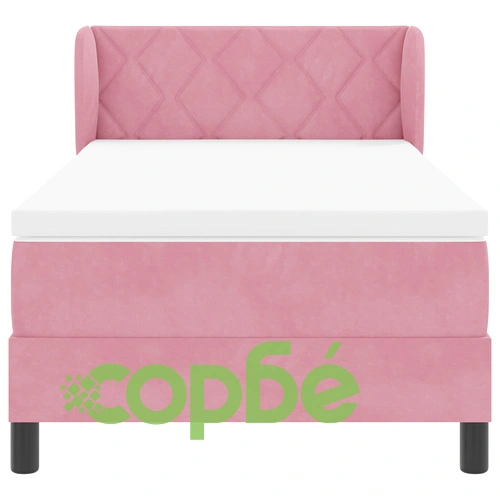 Кутия с пружини и матрак 90x190 см, Розов велур ➤ топ цена ➤ sorbe.bg