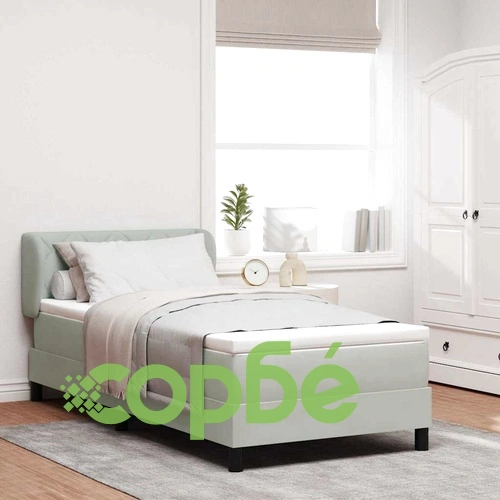 Легло Box Spring с матрак светлосиво 90x200 см кадифе ➤ топ цена ➤ sorbe.bg