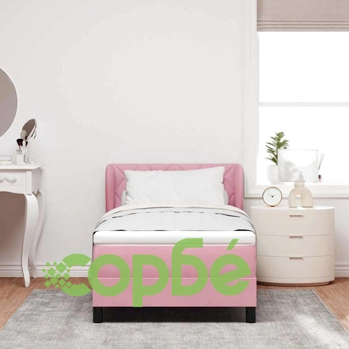 Легло Box Spring с матрак розово 90x200 см кадифе ➤ топ цена ➤ sorbe.bg