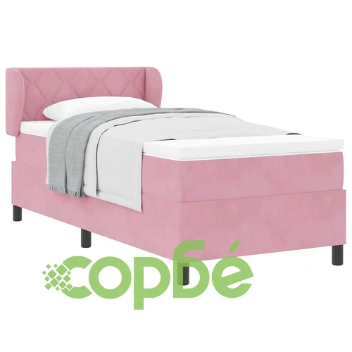 Легло Box Spring с матрак розово 90x200 см кадифе ➤ топ цена ➤ sorbe.bg