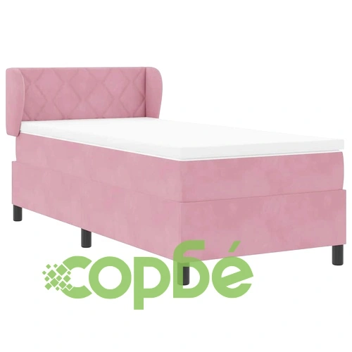 Легло Box Spring с матрак розово 90x200 см кадифе ➤ топ цена ➤ sorbe.bg