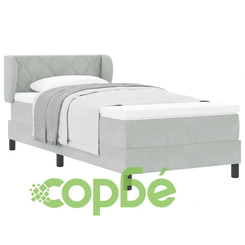 Легло тип Box Spring с матрак светлосиво 100x200 см кадифе ➤ топ цена ➤ sorbe.bg