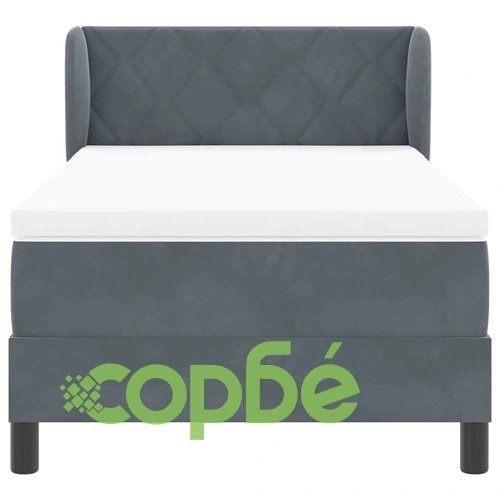 Легло Box Spring с матрак тъмно сиво 100x200 см кадифе ➤ топ цена ➤ sorbe.bg