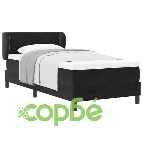 Легло Box Spring с матрак черно 100x200 см кадифе ➤ топ цена ➤ sorbe.bg