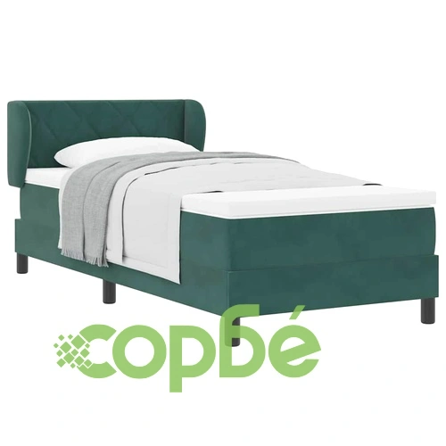 Легло тип Box Spring с матрак тъмно зелено 100x200 см кадифе ➤ топ цена ➤ sorbe.bg