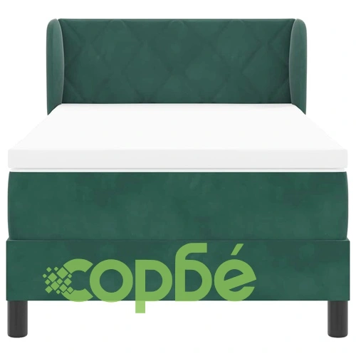 Легло тип Box Spring с матрак тъмно зелено 100x200 см кадифе ➤ топ цена ➤ sorbe.bg