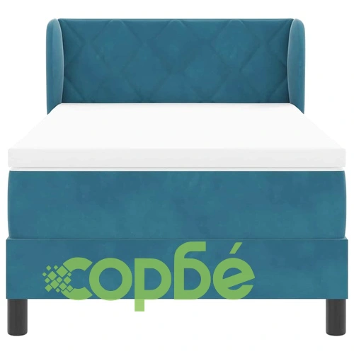Легло Box Spring с матрак тъмно синьо 100x200 см кадифе ➤ топ цена ➤ sorbe.bg