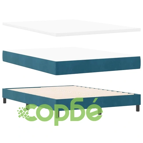 Box Spring легло с матрак тъмно синьо 140x200 см кадифе ➤ топ цена ➤ sorbe.bg