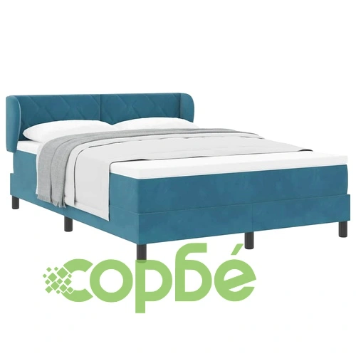 Box Spring легло с матрак тъмно синьо 140x200 см кадифе ➤ топ цена ➤ sorbe.bg