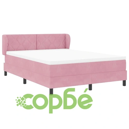 Легло Box Spring с матрак розово 140x200 см кадифе ➤ топ цена ➤ sorbe.bg