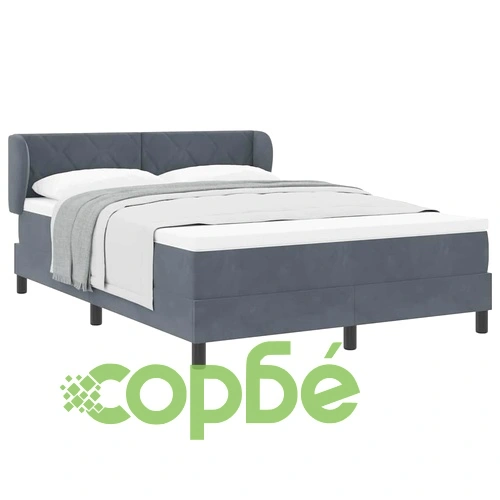 Легло Box Spring с матрак тъмно сиво 160x200 см кадифе ➤ топ цена ➤ sorbe.bg