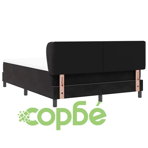 Легло Box Spring с матрак черно кадифе 160x200 см с регулируема табла ➤ топ цена ➤ sorbe.bg