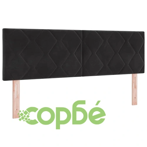 Легло Box Spring с матрак черно кадифе 160x200 см с регулируема табла ➤ топ цена ➤ sorbe.bg