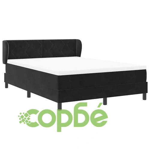 Легло Box Spring с матрак черно кадифе 160x200 см с регулируема табла ➤ топ цена ➤ sorbe.bg