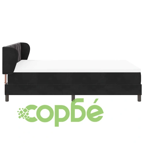 Легло Box Spring с матрак черно кадифе 160x200 см с регулируема табла ➤ топ цена ➤ sorbe.bg