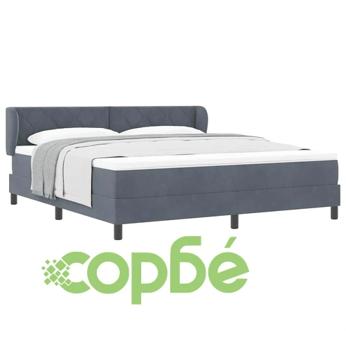 Легло тип Box Spring с матрак тъмносиво 180x200 см кадифе ➤ топ цена ➤ sorbe.bg