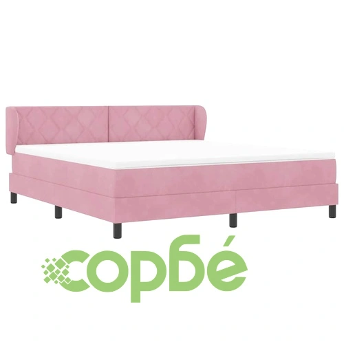 Легло Box Spring с матрак розово 180x200 см кадифе ➤ топ цена ➤ sorbe.bg