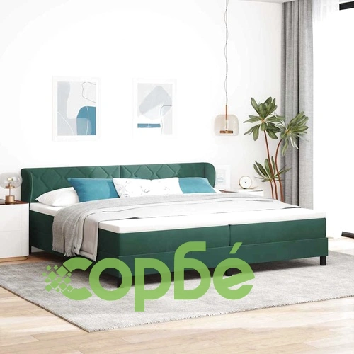 Box Spring легло с матрак тъмнозелено 200x200 см кадифе ➤ топ цена ➤ sorbe.bg