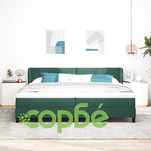 Box Spring легло с матрак тъмнозелено 200x200 см кадифе ➤ топ цена ➤ sorbe.bg