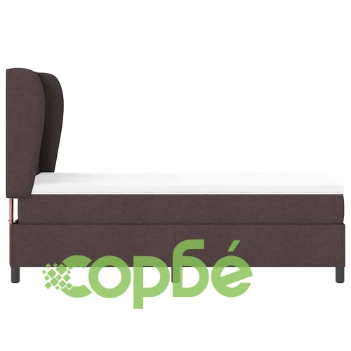 Легло с пружинирана основа и матрак тъмнокафяв 90x190 см текстил ➤ топ цена ➤ sorbe.bg