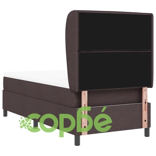 Легло с пружинирана основа и матрак тъмнокафяв 90x190 см текстил ➤ топ цена ➤ sorbe.bg