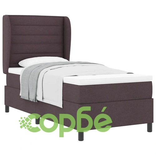 Легло с пружинирана основа и матрак тъмнокафяв 90x190 см текстил ➤ топ цена ➤ sorbe.bg