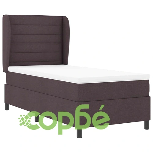 Легло с пружинирана основа и матрак тъмнокафяв 90x190 см текстил ➤ топ цена ➤ sorbe.bg
