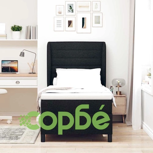 Легло с пружинирана основа и матрак 90x200 см черно текстил ➤ топ цена ➤ sorbe.bg