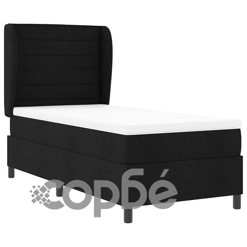 Легло с пружинирана основа и матрак 90x200 см черно текстил ➤ топ цена ➤ sorbe.bg