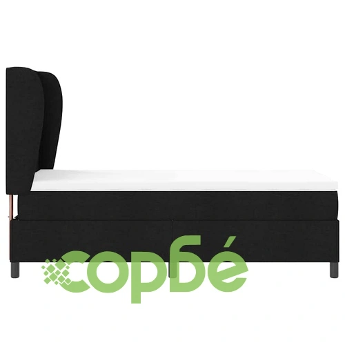 Легло с пружинирана основа и матрак 90x200 см черно текстил ➤ топ цена ➤ sorbe.bg