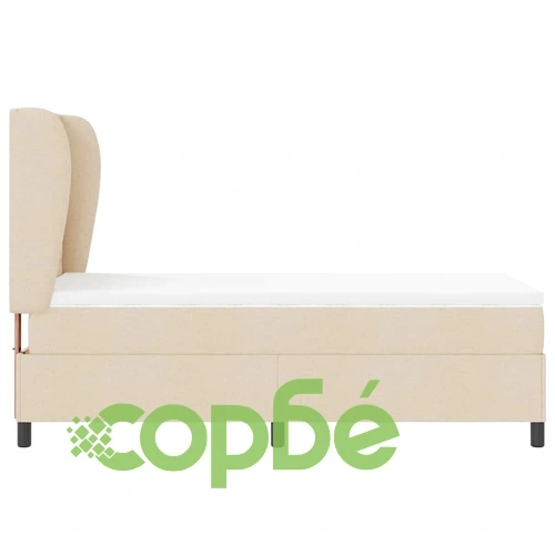 Легло с пружинирана основа и матрак 100x200 см, крем текстил ➤ топ цена ➤ sorbe.bg