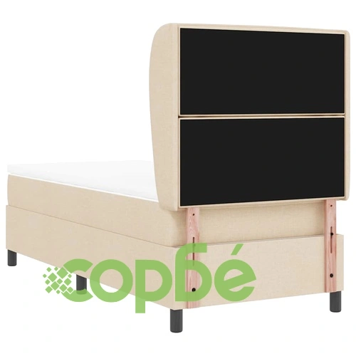 Легло с пружинирана основа и матрак 100x200 см, крем текстил ➤ топ цена ➤ sorbe.bg