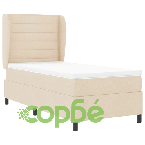 Легло с пружинирана основа и матрак 100x200 см, крем текстил ➤ топ цена ➤ sorbe.bg
