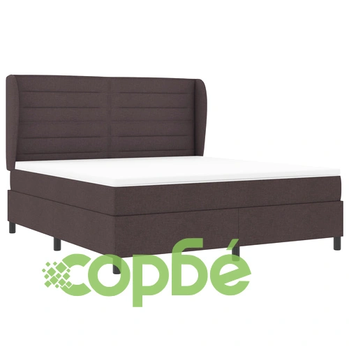 Легло с матрак и текстилна основа 180x200 см, тъмно кафяв полиестер ➤ топ цена ➤ sorbe.bg