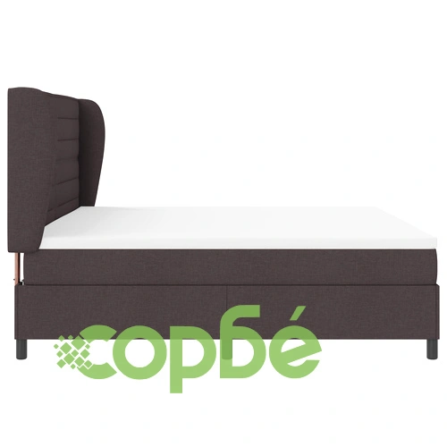 Кутия с пружина легло с матрак от текстил, тъмно кафяв цвят, 200x200 см ➤ топ цена ➤ sorbe.bg