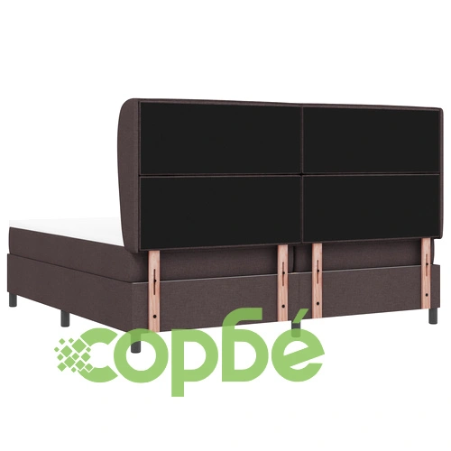 Кутия с пружина легло с матрак от текстил, тъмно кафяв цвят, 200x200 см ➤ топ цена ➤ sorbe.bg