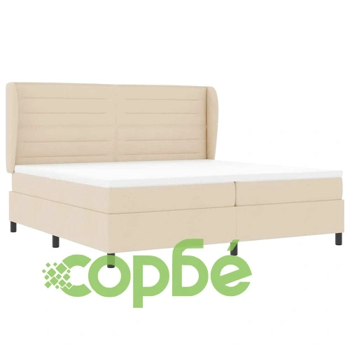 Легло с пружинирана основа и матрак 200x200 см крем текстил ➤ топ цена ➤ sorbe.bg