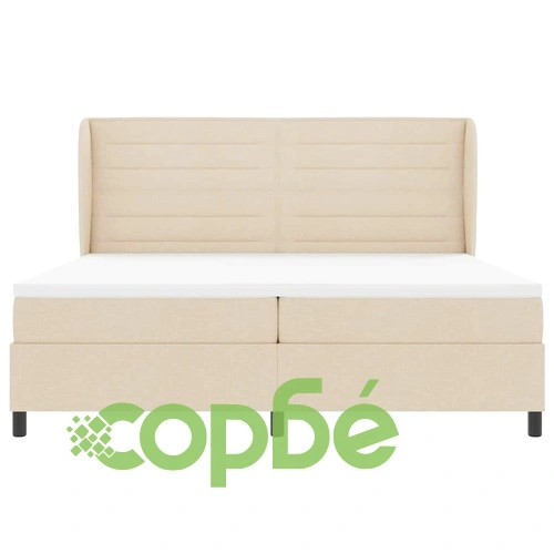 Легло с пружинирана основа и матрак 200x200 см крем текстил ➤ топ цена ➤ sorbe.bg