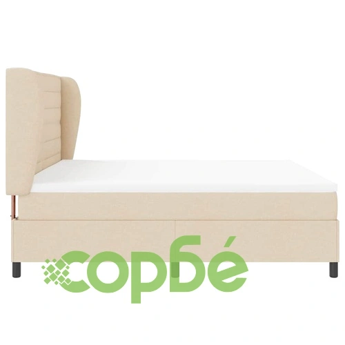 Легло с пружинирана основа и матрак 200x200 см крем текстил ➤ топ цена ➤ sorbe.bg