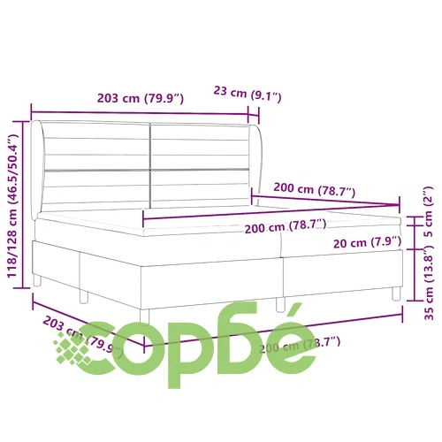 Легло с пружинна основа и матрак синьо 200x200 см текстил ➤ топ цена ➤ sorbe.bg