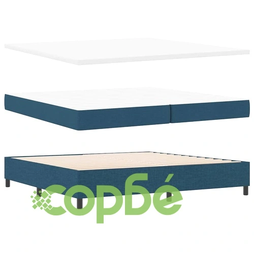 Легло с пружинна основа и матрак синьо 200x200 см текстил ➤ топ цена ➤ sorbe.bg